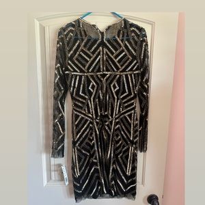 NWT  Gianni Bini Black dress with gold sequin detail